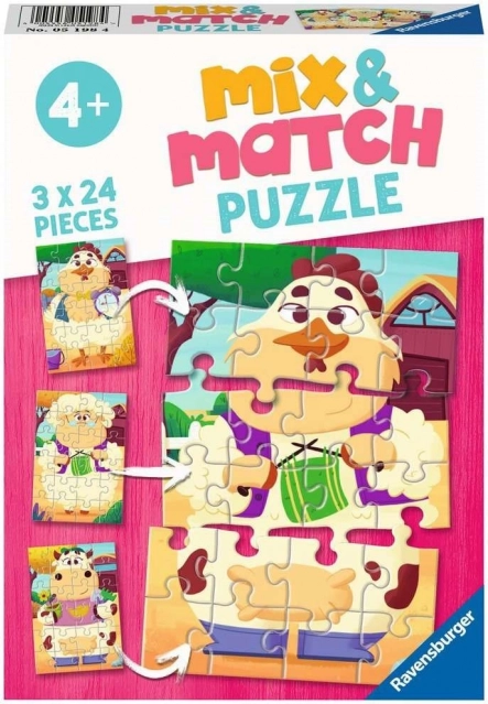 Puzzle Ravensburger Mix & Match: i miei amici della fattoria 3×24 pezzi