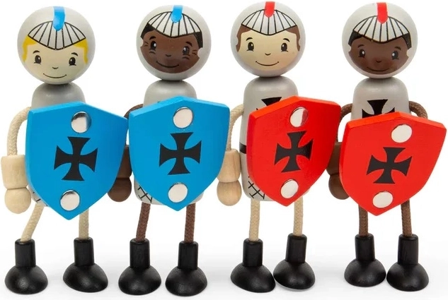 Set di figurine in legno Bigjigs Toys cavalieri medievali