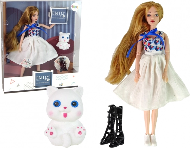 Bambola EMILY con gattino bianco e accessori