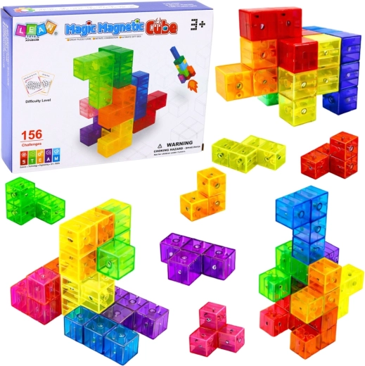 Costruzioni magnetiche Magic Magnetic Cubes con 156 sfide, 9 pezzi