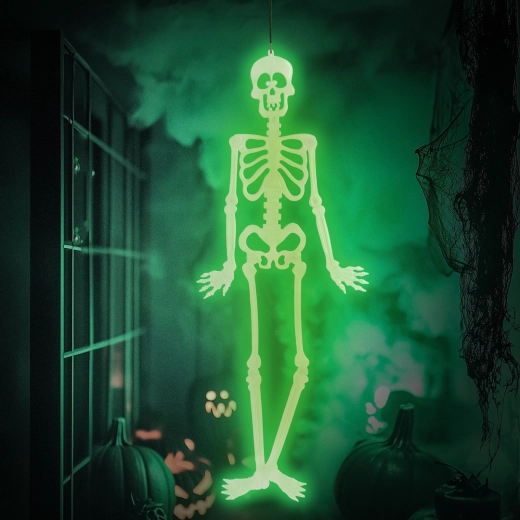Decorazione di Halloween fosforescente a forma di scheletro 90 × 40 cm