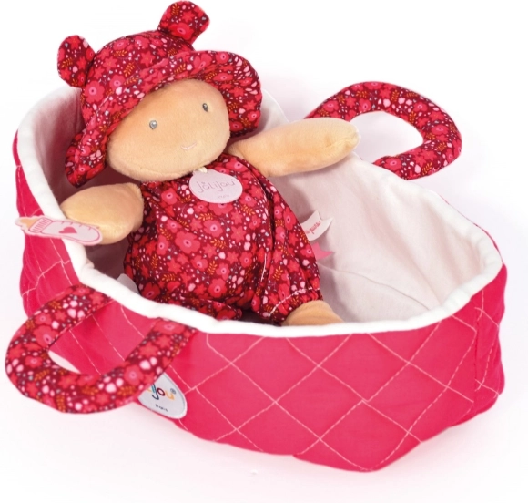 Doudou Jolijou bambola nella borsa da trasporto rosa 20 cm