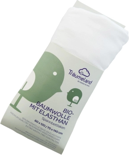 Träumeland lenzuolo in cotone biologico con elastan 40 × 90 cm bianco