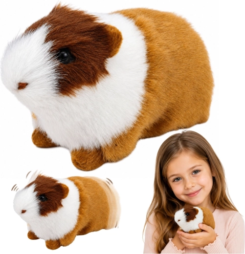 Porcellino d’India di peluche realistico marrone-bianco 12 cm
