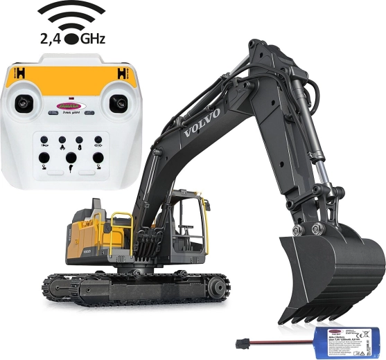 Escavatore RC in metallo Volvo EC160E in scala 1:16 con set da demolizione