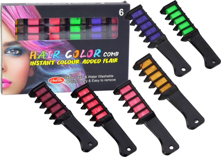 Set di gessetti glitterati per colorare i capelli, 6 pz