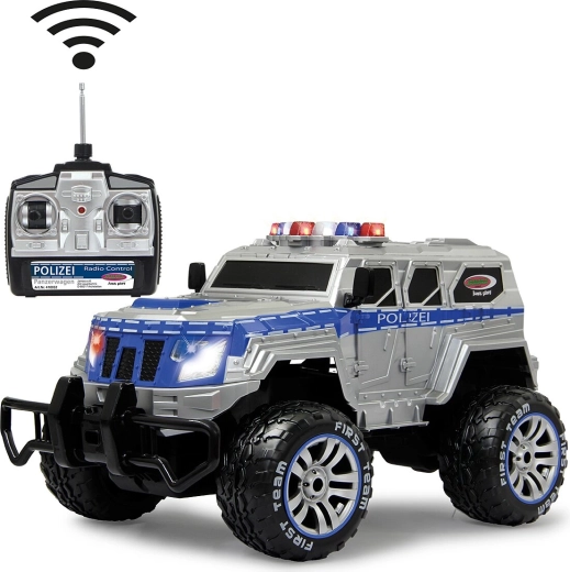 Jamara monster truck corazzato della polizia radiocomandato 1:12 27 MHz con LED, batteria e caricatore