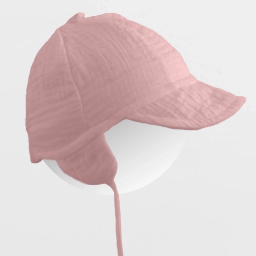 Cappellino estivo in mussola per bambini con visiera New Baby rosa (taglia 68/74)