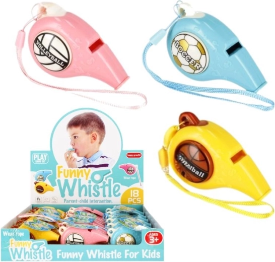 Fischietto per bambini con motivo di palla sportiva – 3 colori