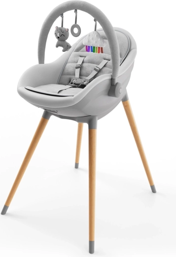 Kinderkraft FINI UP seggiolone e sdraietta 3 in 1, grigio