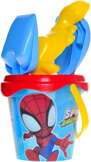 Set da sabbia Spider-Man con secchiello trasparente, setaccio e attrezzi