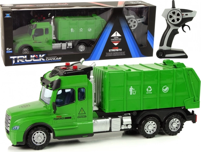 Auto verde a distanza per la spazzatura con luci e suoni 2,4G