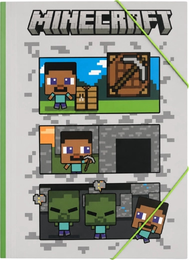 Cartelline per quaderni Minecraft A4 con elastico grigie