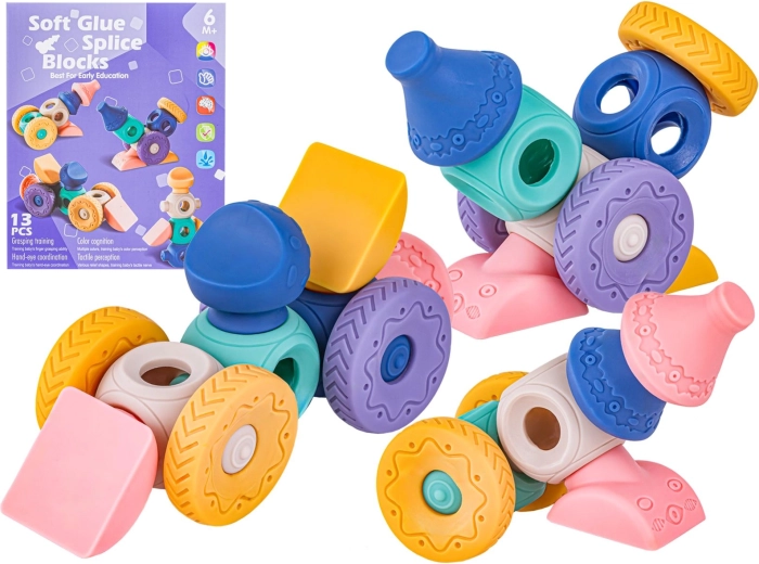 Morbidi cubi sensoriali in silicone – forme geometriche 13 pz