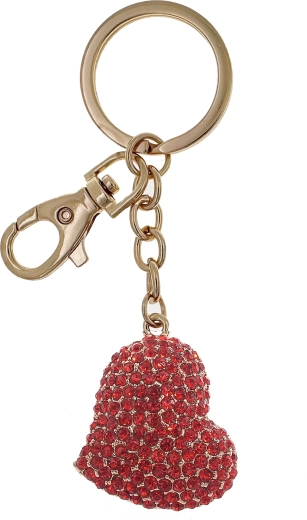 Portachiavi dorato con cuore rosso