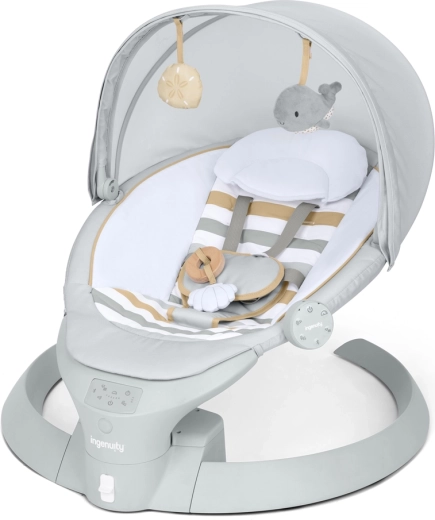 Sdraietta Ingenuity con dondolio e vibrazioni Bounce & Sway Pebble Shore, 0 mesi+