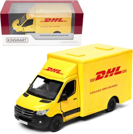 Mercedes‑Benz Sprinter DHL 1:48 modello in metallo con trazione Pull Back