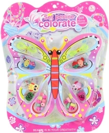 Perline in legno per bambini – set con motivo farfalla