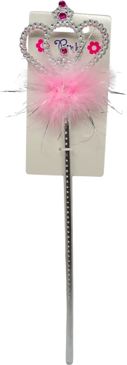 Bacchetta magica di plastica con piume rosa per piccole principesse