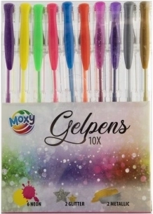Set di penne gel Moxy 10 pz – metalliche, pastello e neon