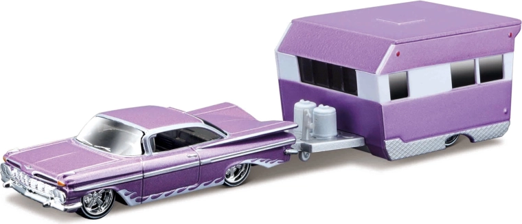 Maisto Design Tow & Go Chevrolet Impala 1959 con caravan Alameda 1:64