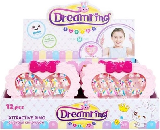Set di anelli per bambini in portagioie a forma di cuore (20 pz)