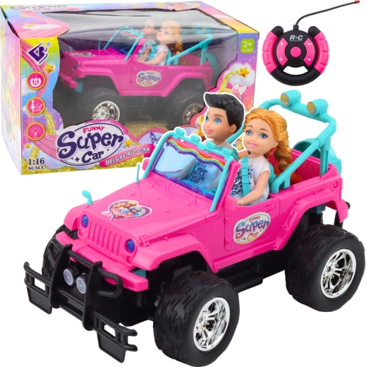 Auto fuoristrada RC rosa con bambole 1:16