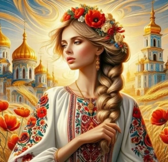 Pittura con diamanti – donna slava dall'Ucraina 30 × 40 cm