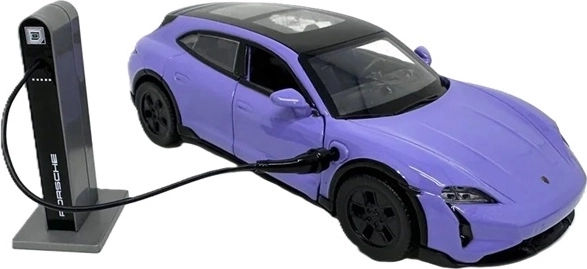 Modello elettrico Porsche Taycan Turbo S di colore viola