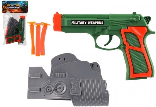 Pistola per bambini con dardi a ventosa e fondina, 3 dardi, plastica, 19 × 13 cm