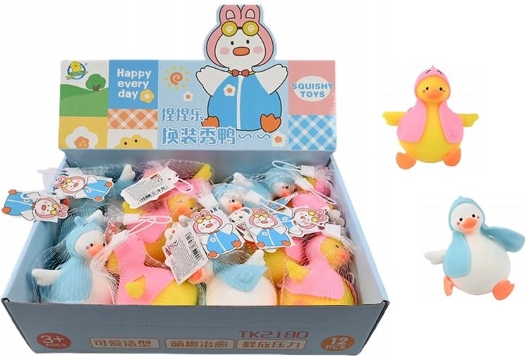 Giocattolo antistress da schiacciare a forma di paperella – 12 pz in espositore