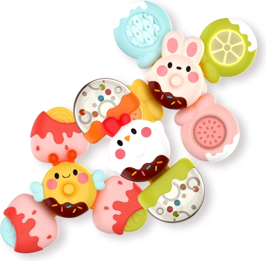 Fidget spinner con ventosa e sonaglio – set da 3 pz