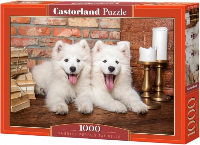 Puzzle 1000 pz Cuccioli di Samoiedo Salutano