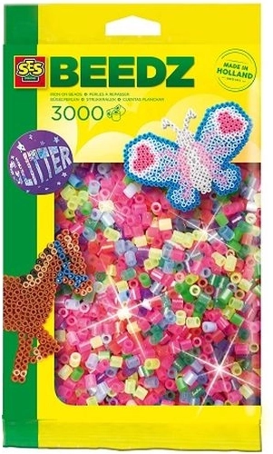 SES Creative perline da stirare neon con glitter 3000 pz
