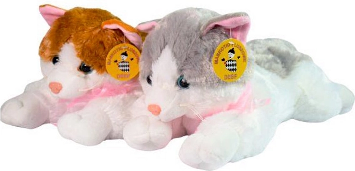 Gatto di peluche maculato sdraiato – grande