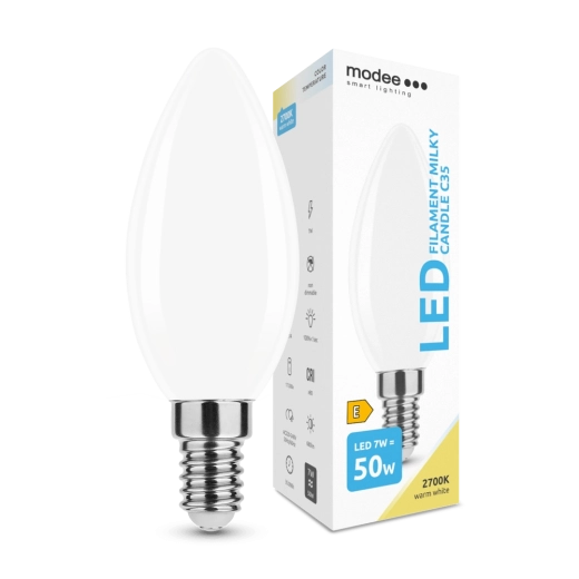 Lampadina LED a candela E14 7W bianco caldo Modee Smart Lighting Milky Candle C35