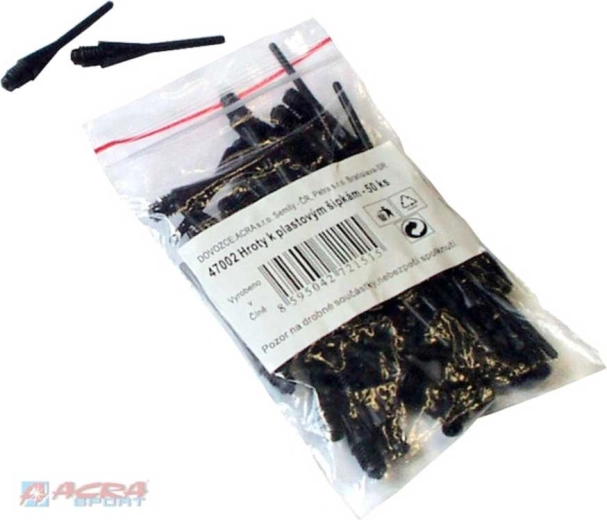 Acra punte di ricambio in plastica per freccette 4 mm nere (50 pz)