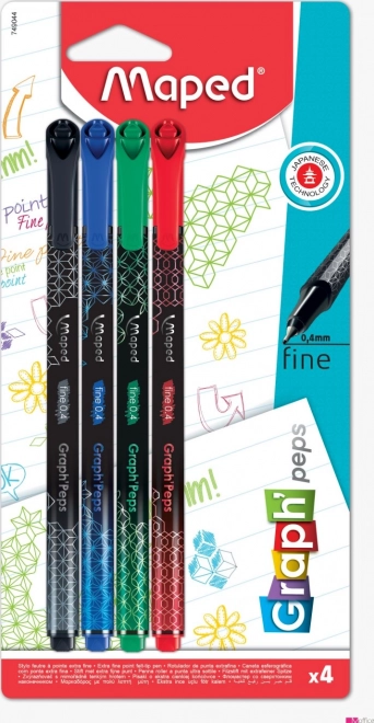 maped liner graph'peps deco – set di 4 liner colorati 0,4 mm