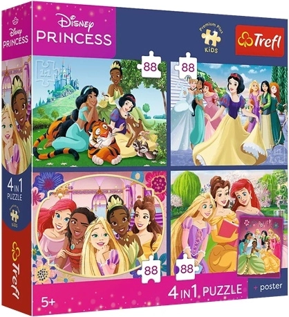 Trefl Disney Princess puzzle 4 in 1 Principesse romantiche 4×88 pezzi