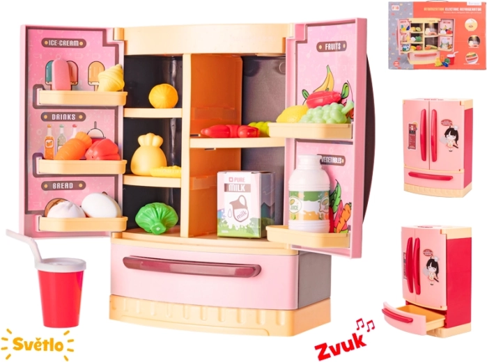 Frigorifero giocattolo con luce e suono, rosso, 26 × 18 × 12 cm