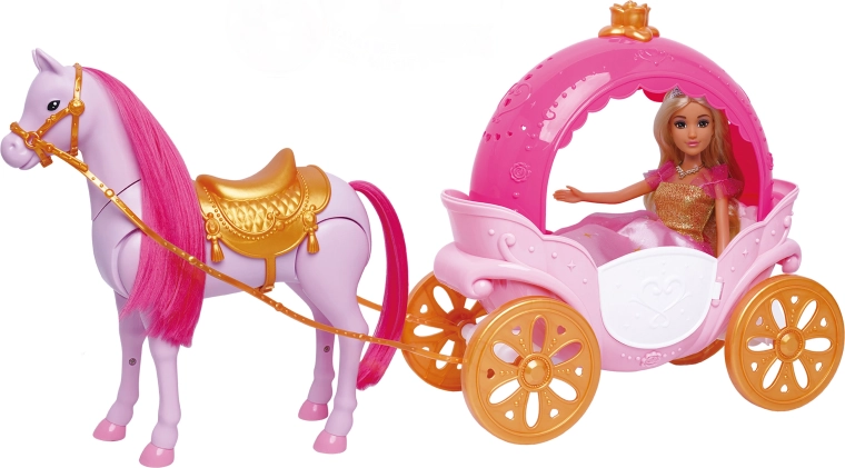 Bambola con carrozza e cavallo 30 cm