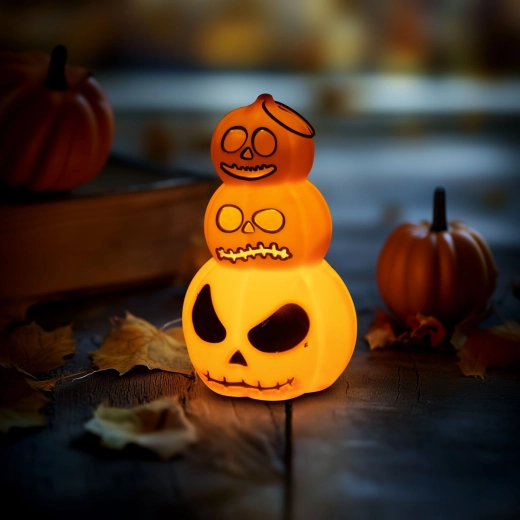 Decorazione luminosa di Halloween a forma di zucca con LED bianco caldo