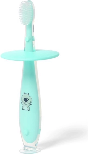 BabyOno spazzolino da denti in silicone sicuro mint 12m+