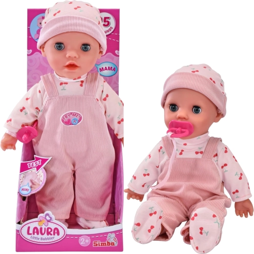 Bambola interattiva Laura, dolce neonata che balbetta con suoni e ciuccio, 30 cm
