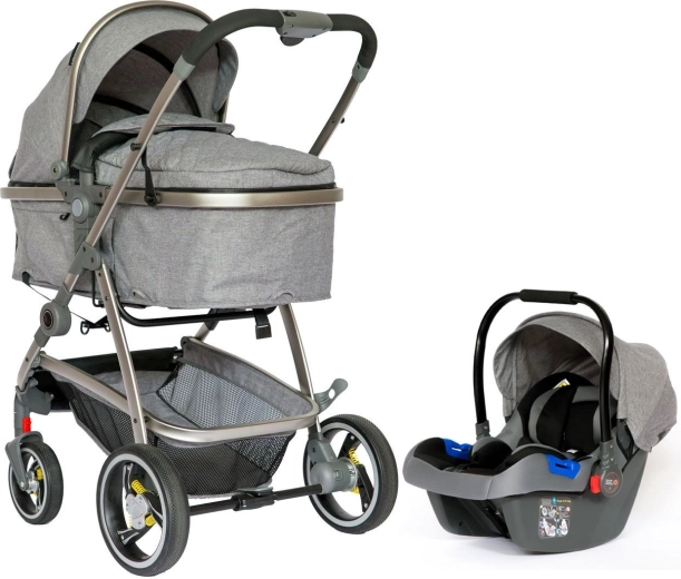 Bauerkraft passeggino multifunzionale 2 in 1 con navicella e seggiolino auto grigio