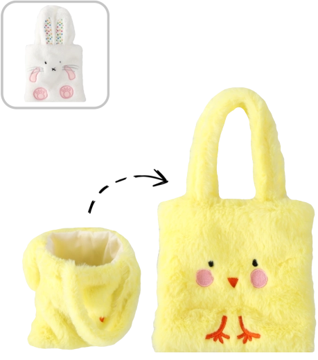 Borsetta pasquale in peluche pulcino o coniglietto 16 × 16 cm