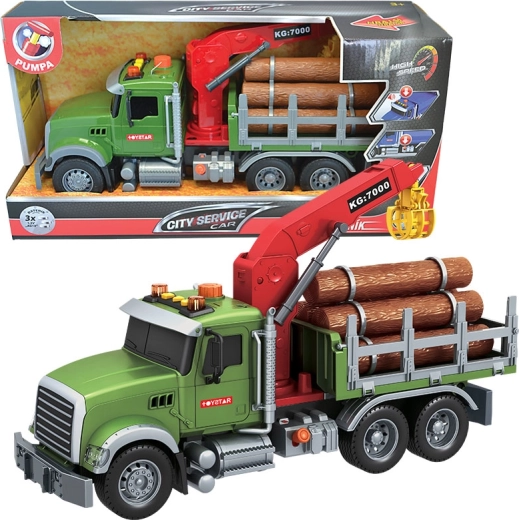 Camion per il trasporto di legna 1:12 con luci e suoni CITY SERVICE CAR