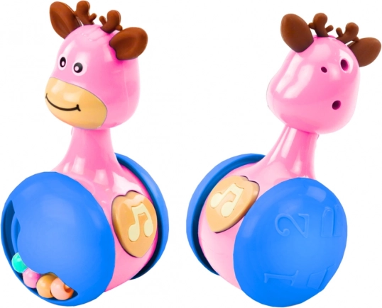 Giocattolo Interattivo a Forma di Cervo Oscillante con Fischietto - Rosa