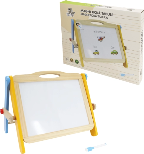 Babu lavagna magnetica in legno bifacciale con accessori