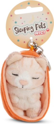 Portachiavi NICI gattina che dorme in custodia arancione 12 cm